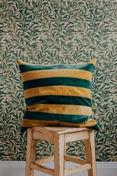 Striped Cushion Green/Mustard 50x50